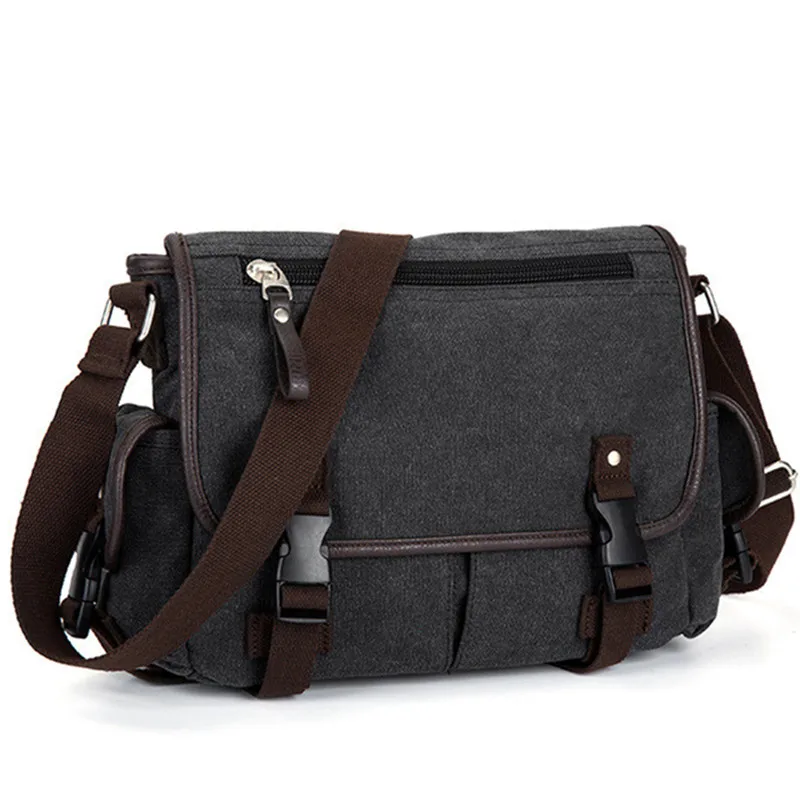 Man Leisure Handbag Inclined Shoulder Messenger Bag Men Splicing Hit Color Travel Canvas Portable School Tablet PC PackSchoolbag