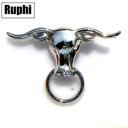 Metal Alloy Longhorn Steer Bull Head Charm Bar Pin Brooch Fashion Eyeglasses Holder Badge Unisex Ornament jewelry