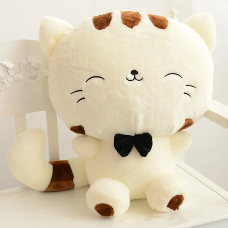 

80CM Include Tail Cute Large Face Cat Plush Stuffed Toys Pillow Birthday Gift Cushion Fortune Cat Doll Kawaii Plush C