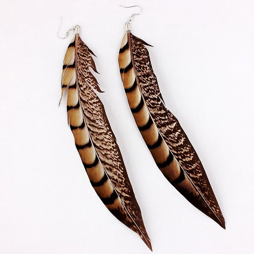 QB Dream Beauty Hollow out Vintage Pheasant Feather Dangle Earrings For Women Bohemia Earring Lady\'s Ethnic Indian Jewelry