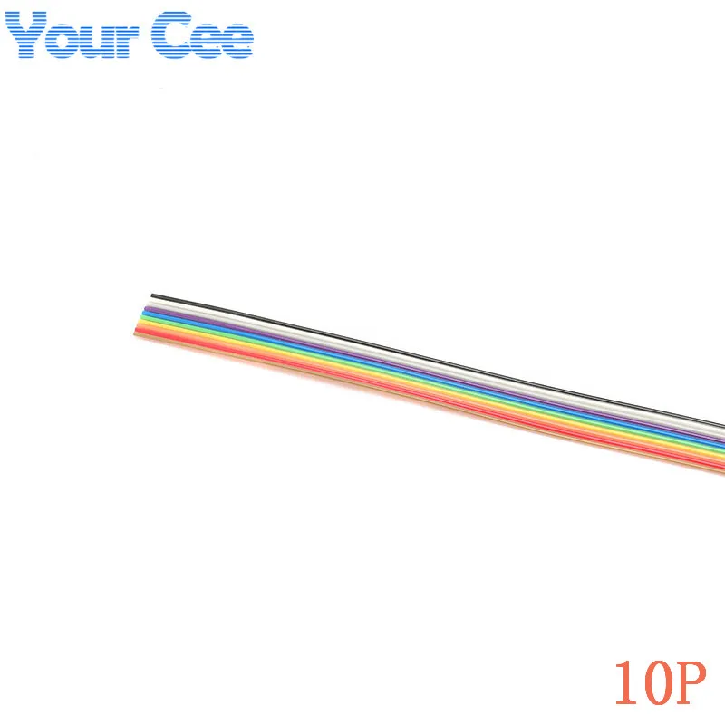 5meters/1meter 1.27mm Spacing Pitch10 WAY 10 Pin Flat Color Rainbow Ribbon Cable Wiring Wire For PCB DIY 10 Way 10P