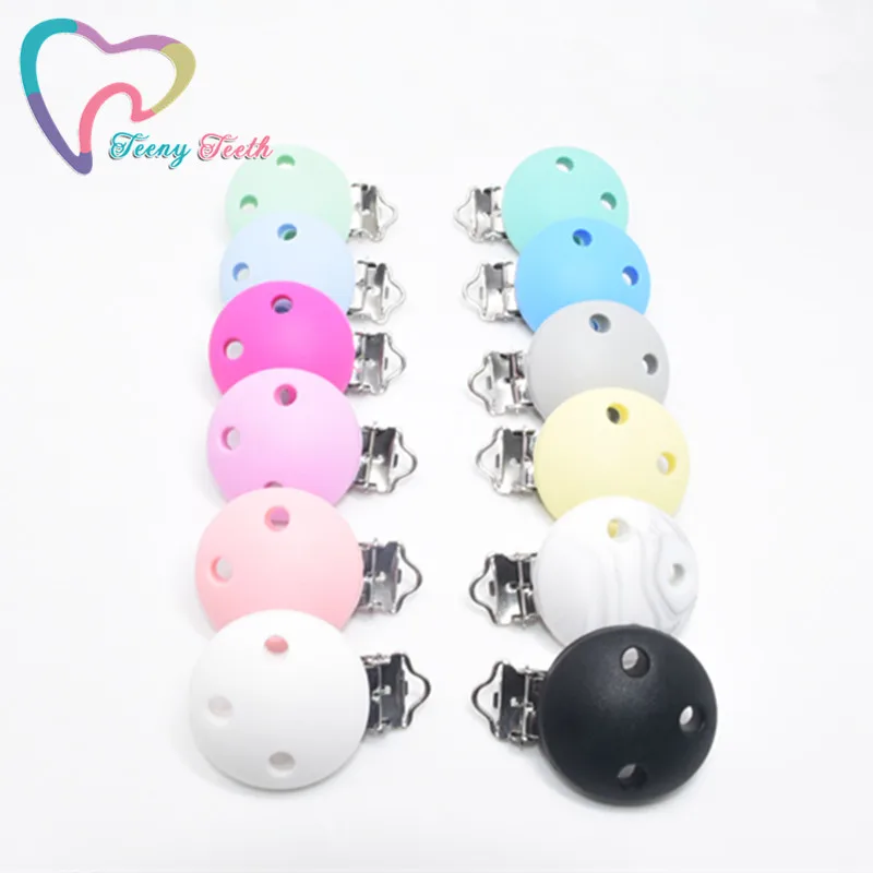 3 PCS Candy Round Shaped Pacifier Clips Food Grade Silicone Baby Pendants Pacifier Chain Accessories Baby Teething Chewable Toys