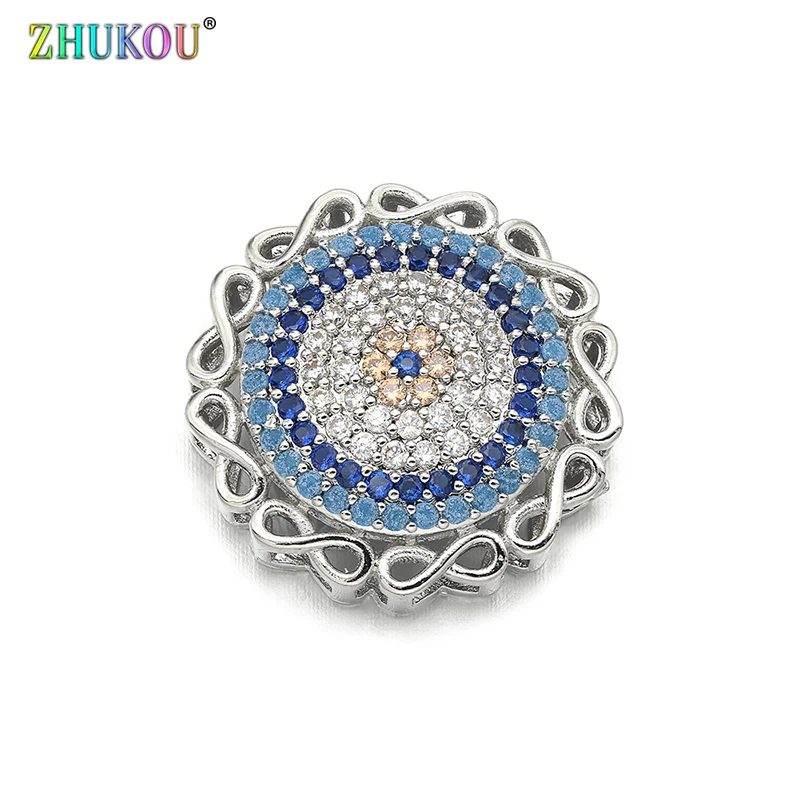 19*19mm 패션 황동 큐빅 지르코니아 라운드 모양 꽃 매력 커넥터, DIY 보석 만들기, 모델: VS293