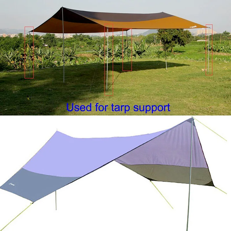 Poteau de Bâche Pliable de 2m/1.8m, Auvent de Tente, Support de Camping en Plein Air, Bâtons d'Abri Solaire, Accessoires