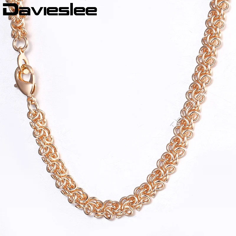 Davieslee Mens Womens 585 Rose Gold Color Necklace Swirl Link Chain Necklace For Men Woman Fashion Gift Dropshipping 6mm LCN13