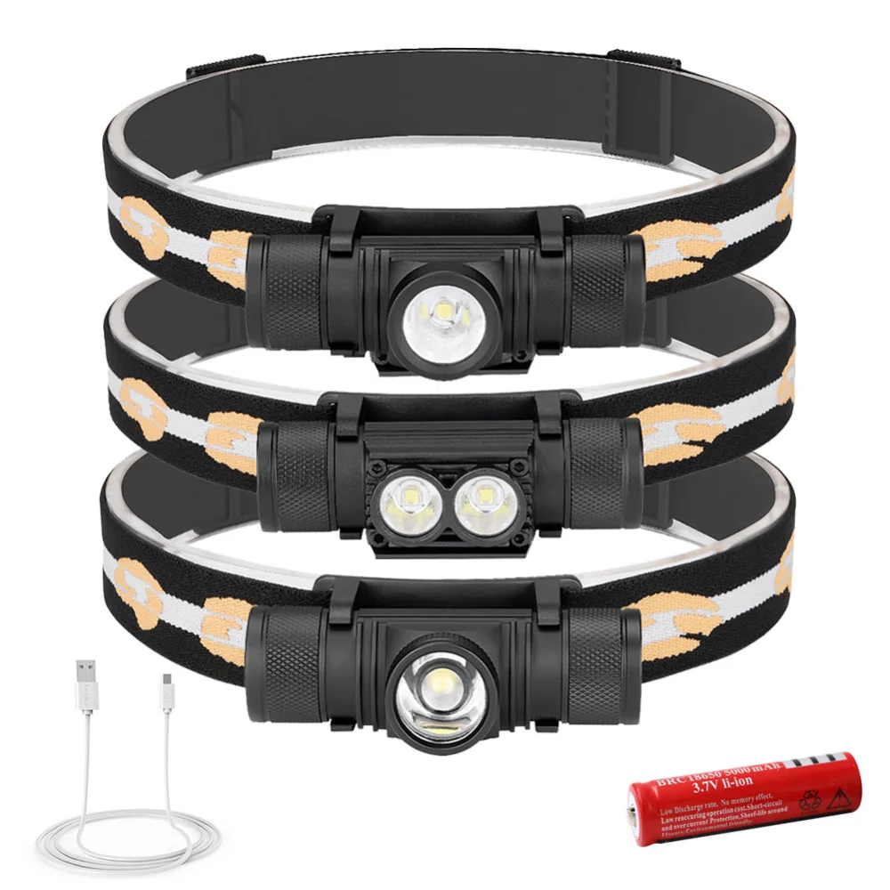 Sanyi XML-L2 LED Headlamp USB Charging Interface 18650 Cycling Headlight 6-Mode Dimming Head Torch Camping Fishing Head Lantern