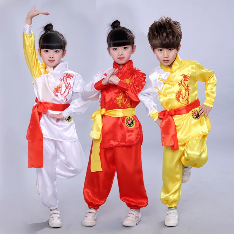 Traje infantil de artes marciais, vestuário com manga curta, roupa chinesa de kung fu, trajes de dança para meninos e meninas