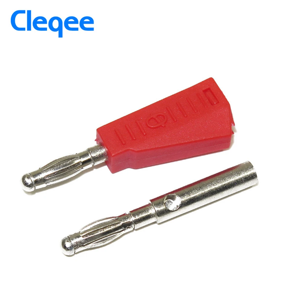Cleqee P3002 10pcs 4mm Stackable Nickel plated Speaker banana plug connector Test Probe Binding Post Red Black Yellow Green Blue