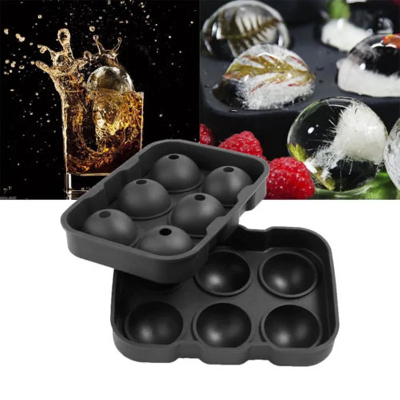 WOFU Direct Shipping 4 Cell 6 Cell  Silicone Ice Balls Maker Round Sphere Tray Mold Cube Whiskey Wine Cocktail Kitchen Bar Tools