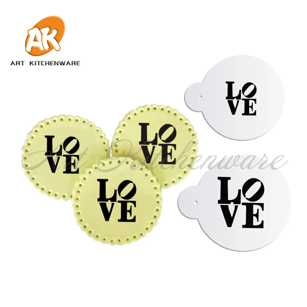 2PCS LOVE Valentine Cookie Stencil Cupcake Stencil Mold Stencil for Cake Decorating Tools Set Cupcake Stencil Cake Tools ST-680