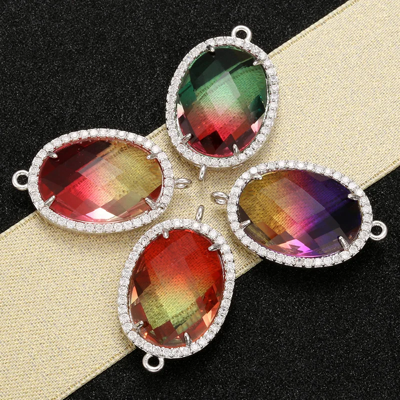 ZHUKOU 17x27mm mode gemengde kleur crystal connector voor sieraden handgemaakte oorbellen ketting decoratie accessoires model: VS376