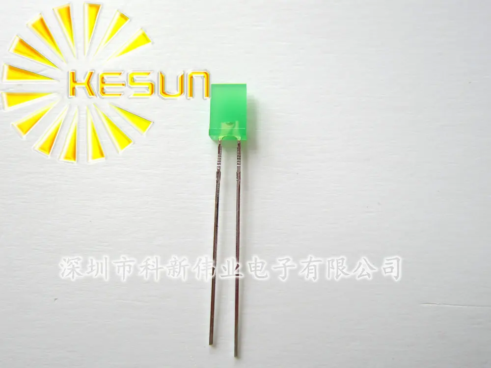 1000PCS x 2*5*7 Red Blue Jade Green Yellow White Diffused Rectangle Diode 257 Square Light Emitting Diode LED Long Leg