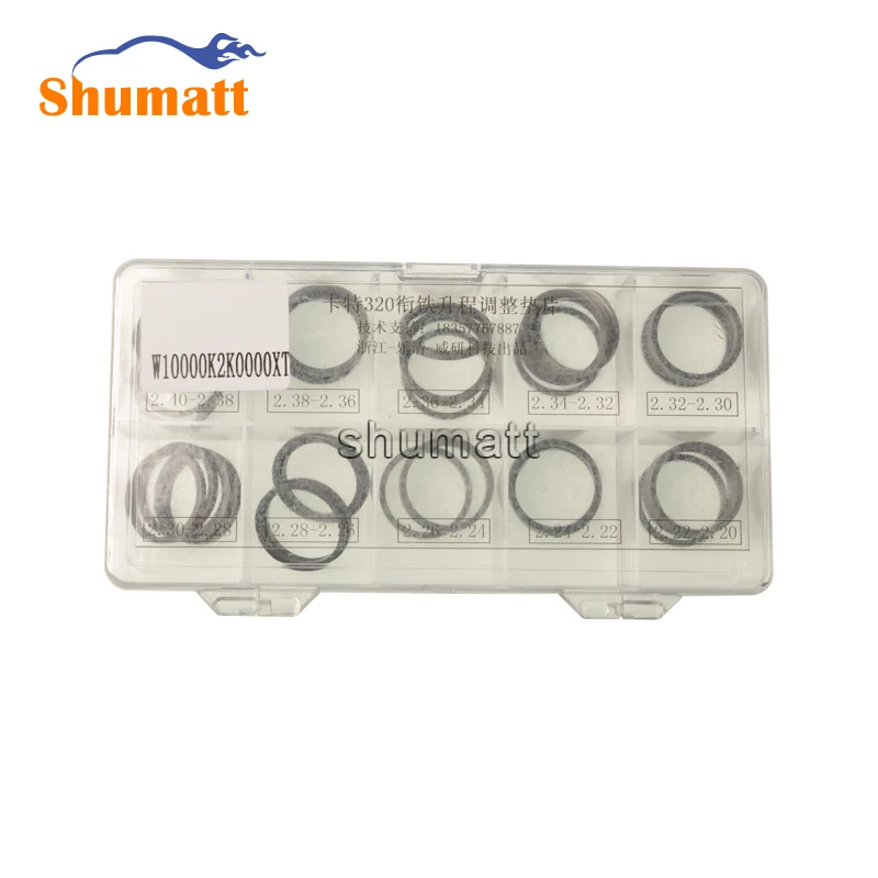 

50pcs Diesel Common Rail Spare Parts Fuel Injector Armature Lift Adjusting Shims for 320D Engine Excvavtor Thickness Size