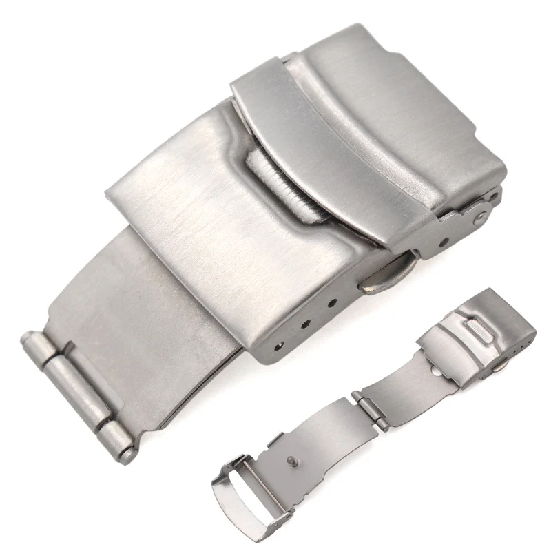 

Wholesale 10pcs/set Stainless Steel Watchband Buckle 18 20 22 24mm Men Watch Strap Silver Brushed Insurance Deployment Clasp