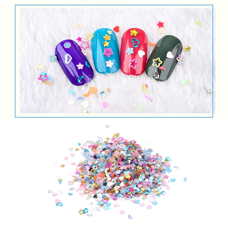 5000Pcs/set DIY Mixed Plastics Glitter Heart Star Flower Nail Art Decoration Nail Decor Tool Gift