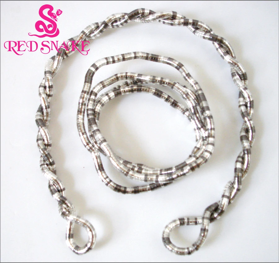 RED SNAKE 5pcs Wholesale Bendy Fashion Flexible Silver plated +Black Mixedcolor Snake Necklace 90cm*5-6mm Larger NE006