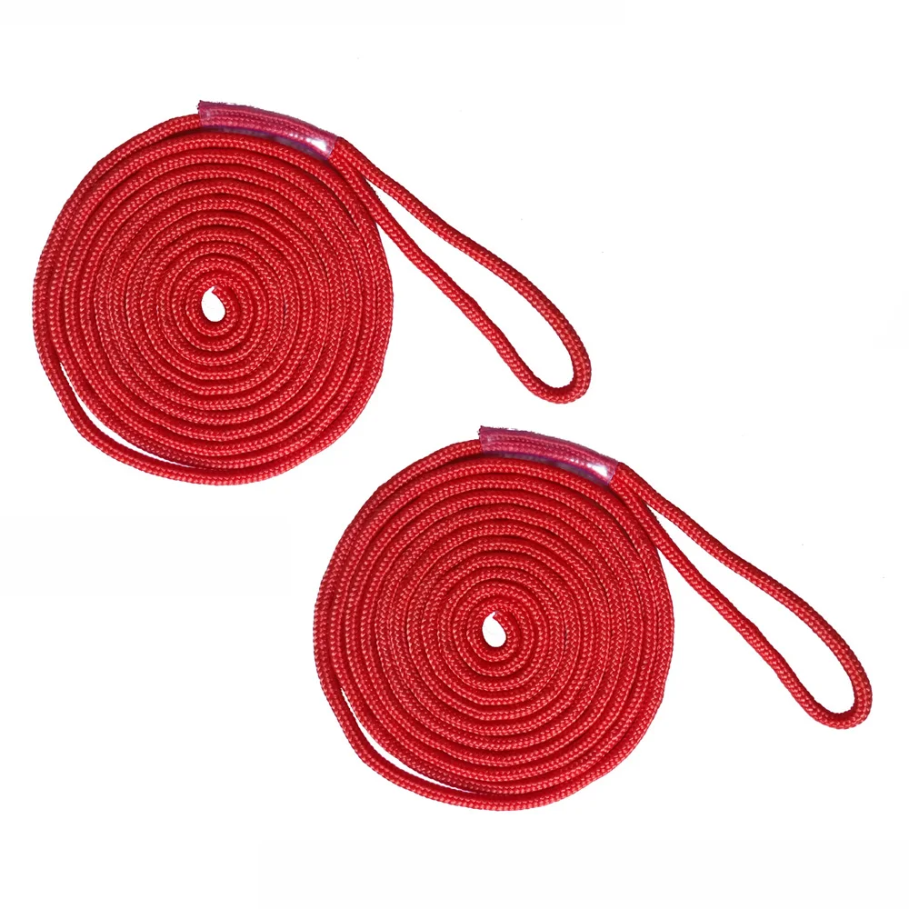 2PC 15FT 10.5MM Marine Boat Fender Dock Line Double Braid Anchor Mooring Rope