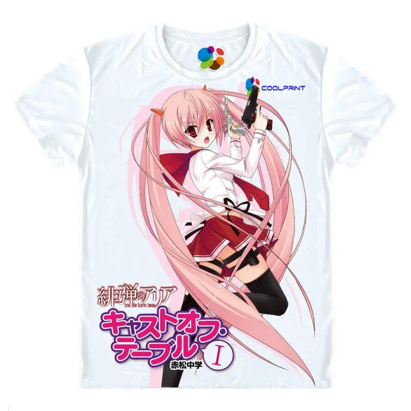 Coolprint Anime Shirt Hidan No Aria The Scarlet Ammo T-Shirts Short Sleeve Aria H Kanzaki Riko Mine Cosplay Motivs Hentai Shirts