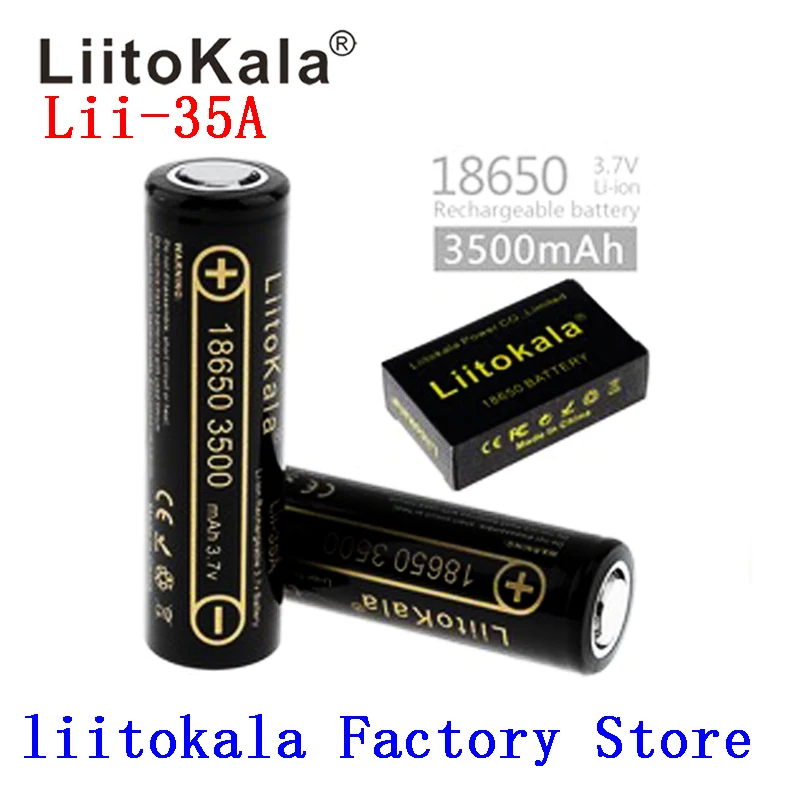 2PCS 100% Original LiitoKala Lii-35A 3.7V 3500mAh 10A Discharging Rechargeable Batteries 18650 Battery/UAV
