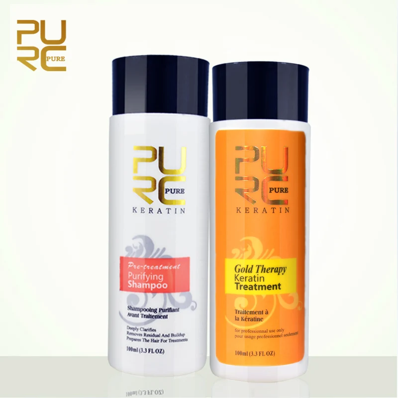 PURC Gold Therapy Brazilian Keratin Treatment Straightening Smoothing Hair Salon hHir Care Products for Women