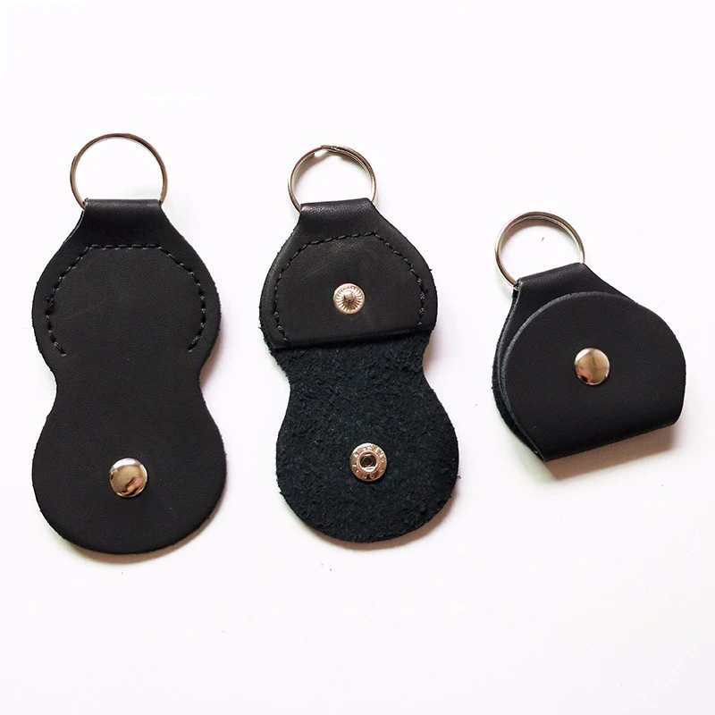 Pu Leder Gitarren Pick Halter Tasche, Plektrum Tasche, schwarz braun Schlüssel bund Fall, 20 Stück, viel – Detail 7