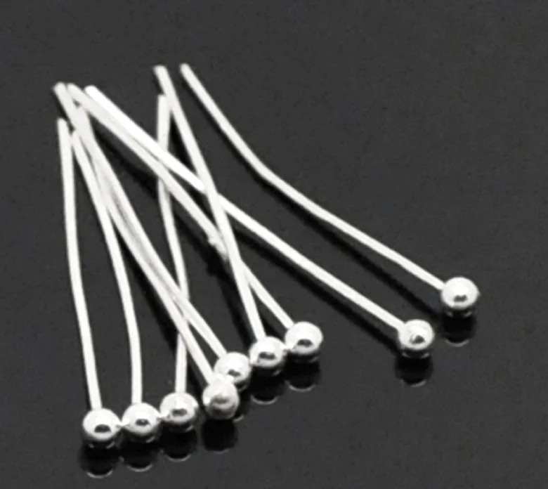 DoreenBeads 1000PCs Silver color Copper Ball Head Pins Findings for Jewelry Makiing DIY Accessories 20x0.5mm(24 Gauge)