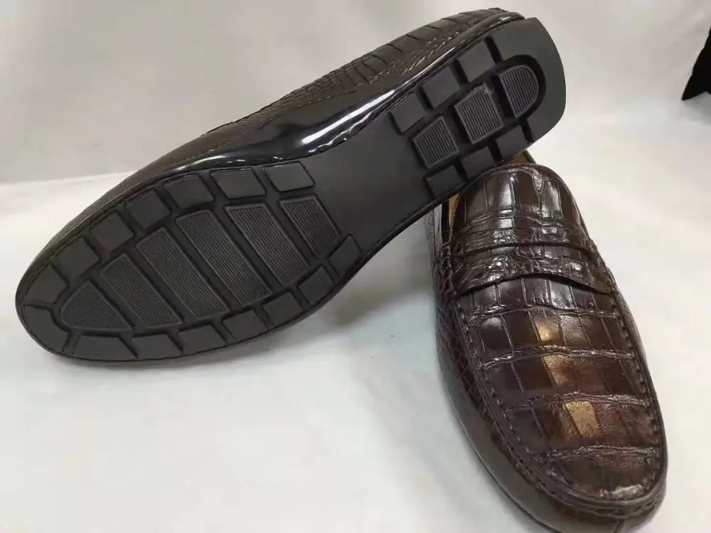2025 Genuine real crocodil belly skin matt men sneaker fashion leisure flat daily shoe 100% real crocodile skin black color
