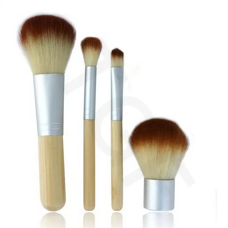 50Sets/Lot 4Pcs/Set Bamboo Handle Makeup Brush Set Cosmetics Kit Powder Blush Make up Brushes styling tools Face care