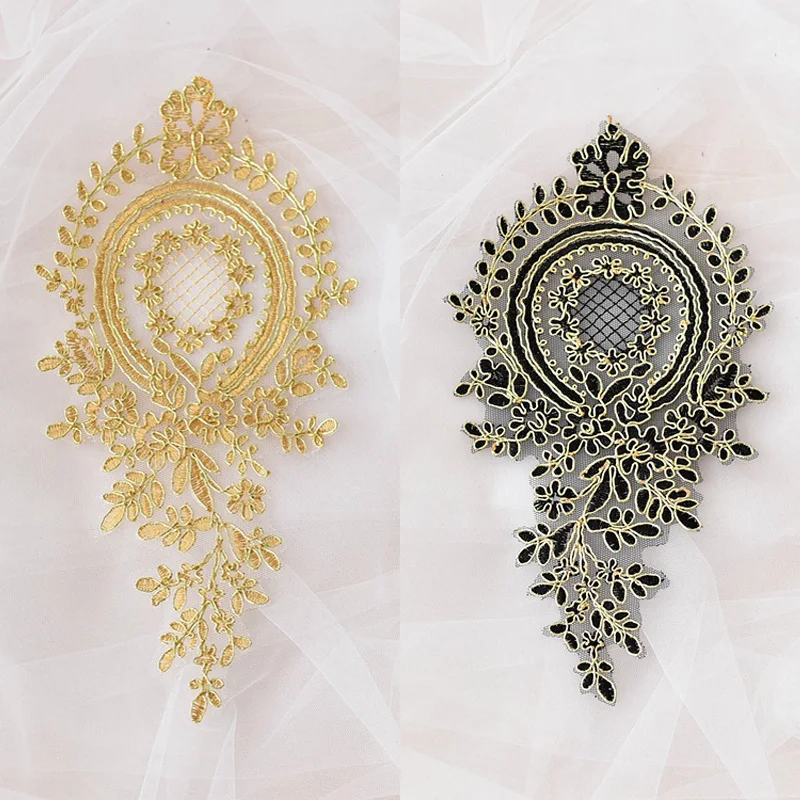 Delicate Wedding Veil Head Ornaments, Lace Applique, Trim Dress, DIY Lace Accessories, 28x14cm, 2Pcs