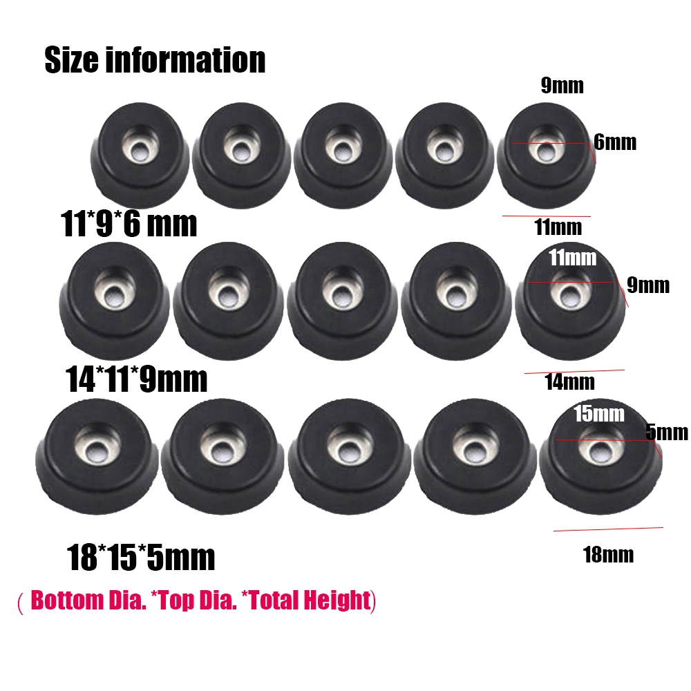 DAYFULI 20pcs Black Rubber Table Chair Furniture Feet Leg Pads Tile Floor Protectors feet Wholesale
