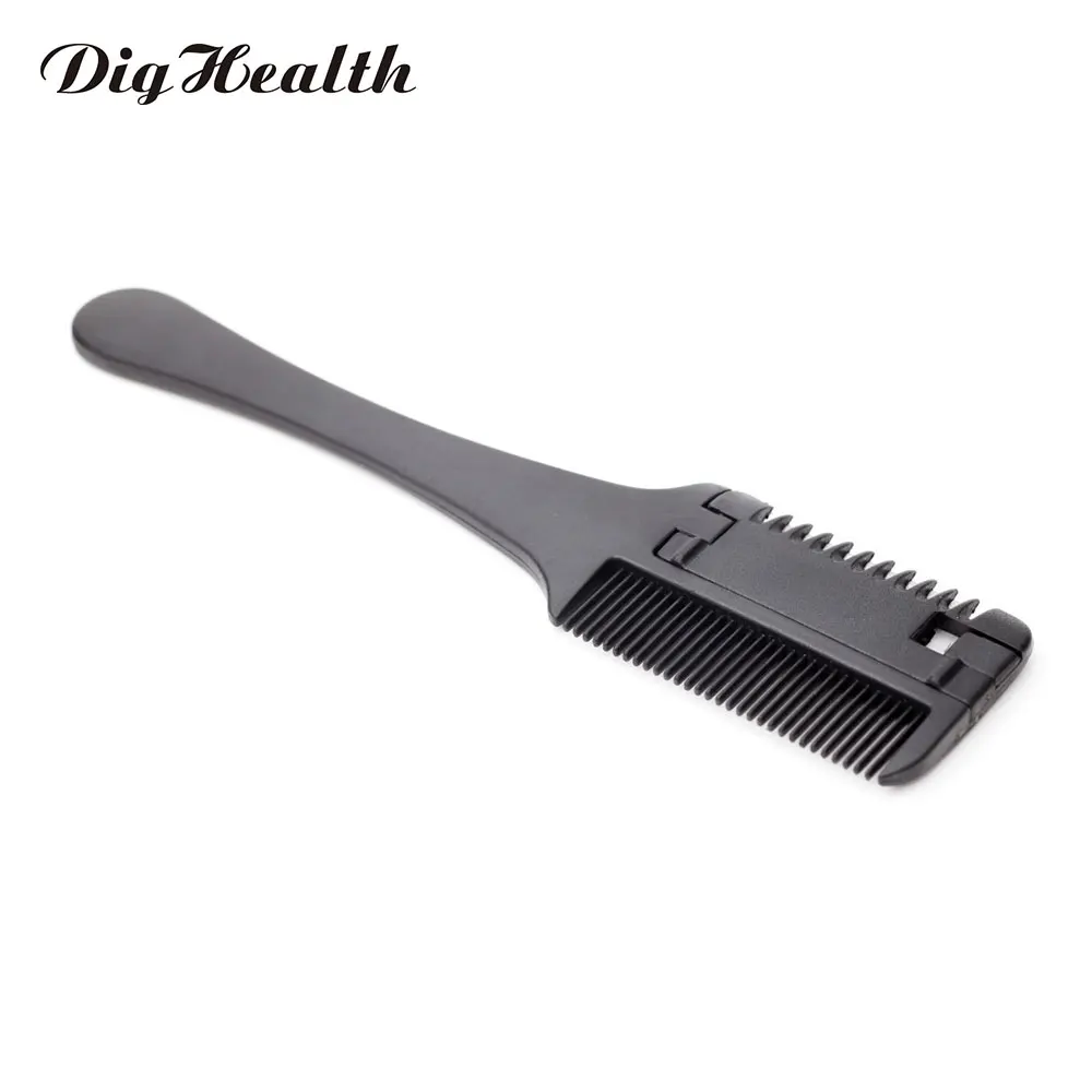 

Dighealth 1pcs Hair Cutting Comb Black Plastic Handle Hair Razor Cutting DIY Thinning Trimmer Hair Styling Comb With Blades
