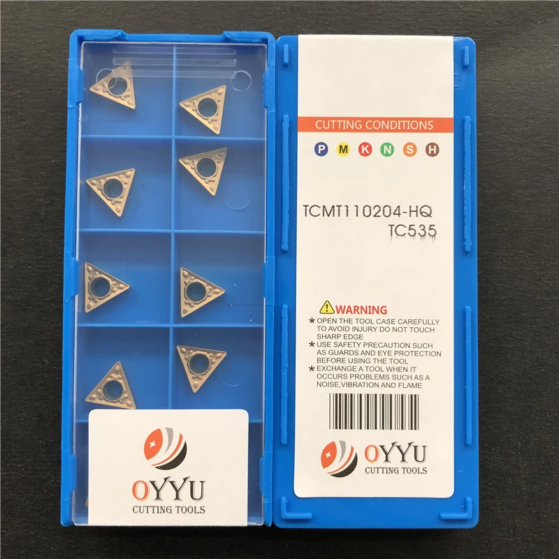 OYYU 10pcs/box TCMT110204-HQ TC535 TCMT 110204 Lathe Tools processing Steel and Cast Iron CNC Turning Cutter Carbide Inserts