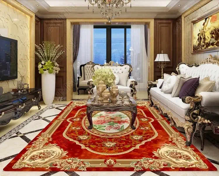 Custom Home 3D Flooring Self adhesive Wallpaper Red carpet Living room bedroom bathroom 3D Floor Wallpaper Home Decor