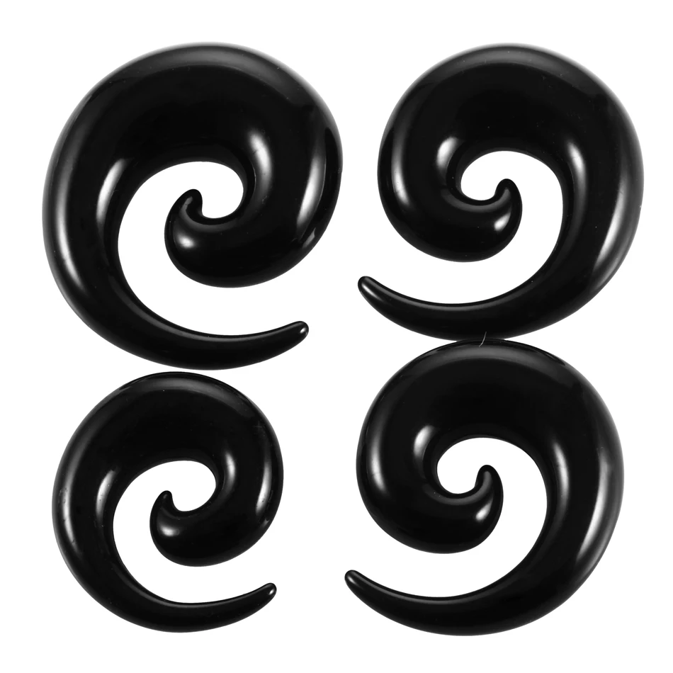 2pcs Black White Acrylic Spiral Ear Gauges Ear Tapers Stretching Plugs And Tunnel Expanders Body Piercing Jewelry(1.2-20mm)