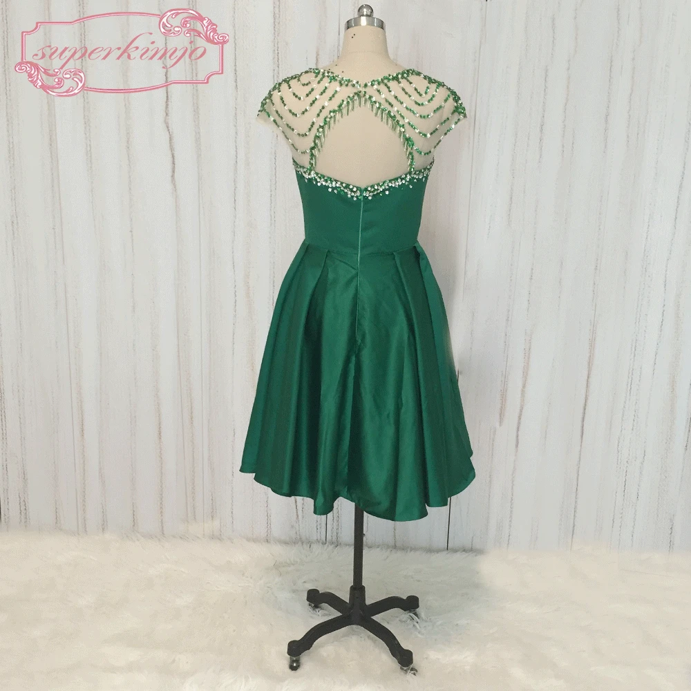 SuperKimJo Green Homecoming Dresses Short Vestidos De Reina Del Baile Beaded Cheap Graudation Dress Robes De Cocktail