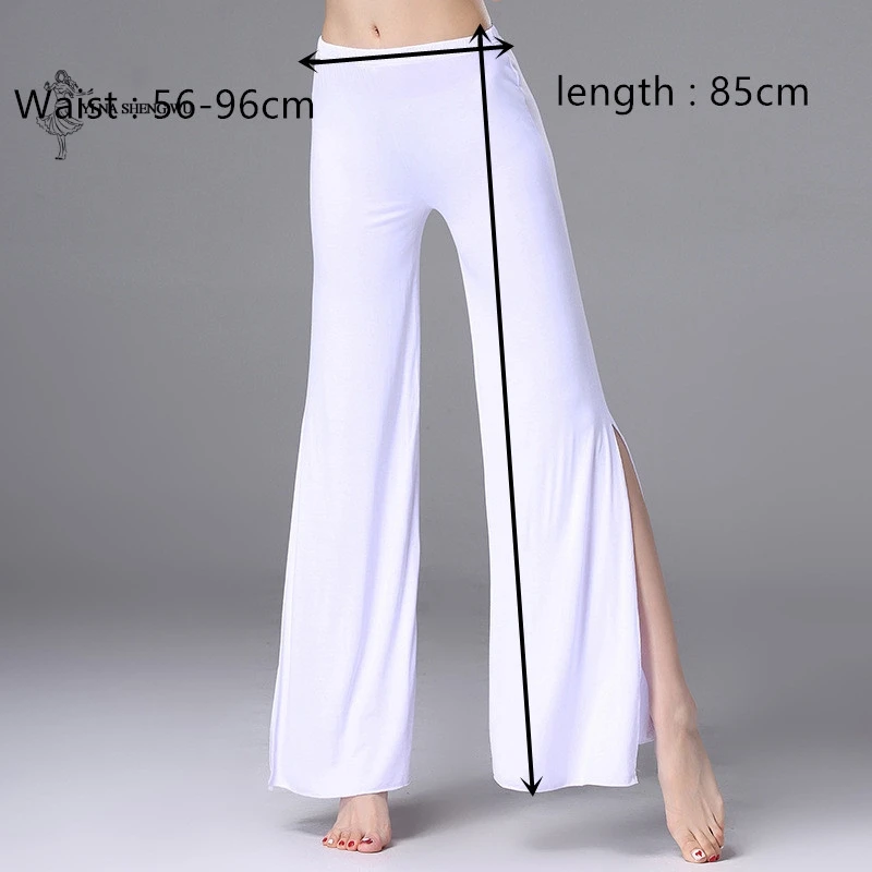 Wotem-ropa de práctica de danza del vientre para mujer, traje de tela modal, pantalones largos para mujer, pantalones divididos en blanco y negro, ropa de baile