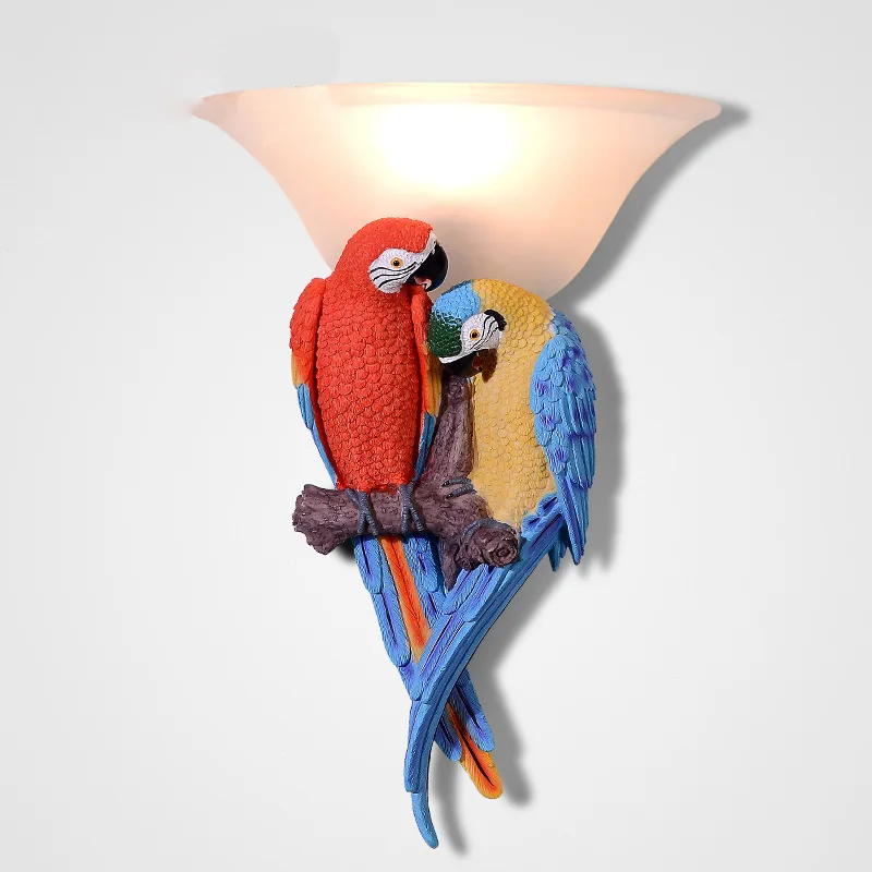 30X44cm Free Shipping Color Parrot Resin Wall Lamps Modern Creative Wall Lamp For Living Room Bedroom LED Wall Lamp E27