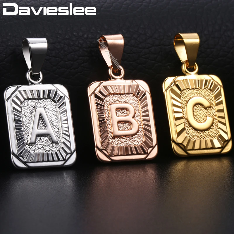 

Davieslee Womens Necklaces Rose Gold Silver Color Initial A-Z Letter Pendant Capital Letter Necklace for Women Jewelry LGPMM01