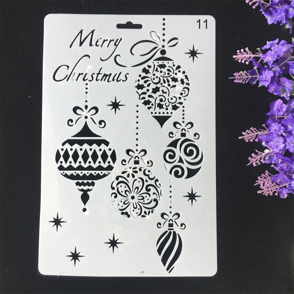 1Pcs 26cm Merry Christmas Balls DIY Craft Layering Stencils Wall Painting Scrapbooking Stamping Embossing Album Card Template