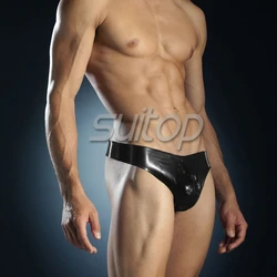 Suitop  male's latex briefs with front zip