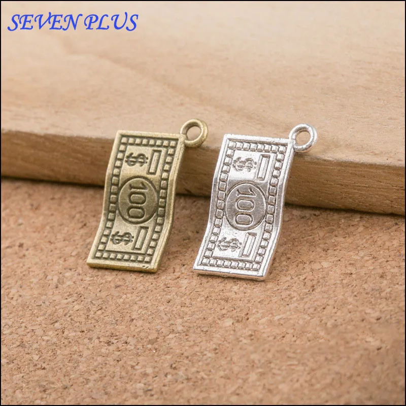 

High Quality 20 Pieces/Lot 13mm*21mm Antique Silver plated Antique Bronze Plated Greenback Dollar Charms