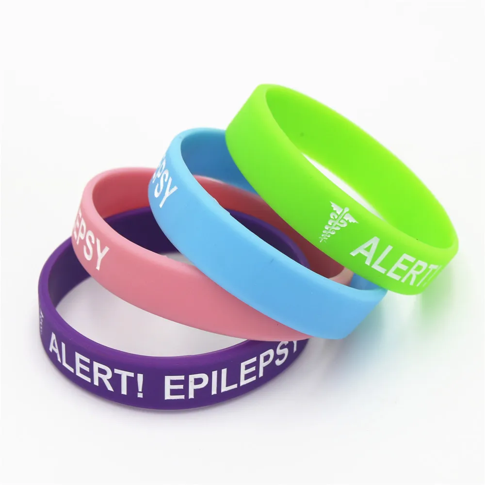 1PC Medical Alert Bracelet Epilepsy Silicone Wristband in Kids Size Armband Silicone Bracelets&Bangles for Kids Gifts SH135K