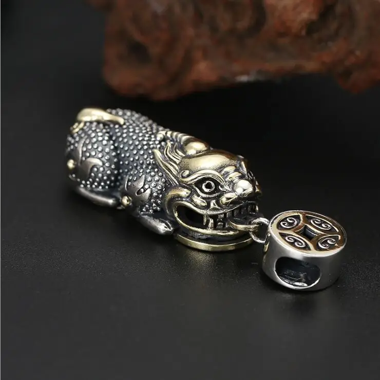 

S925 sterling silver pendant Thai silver personality fashion money lucky auspicious beast men and women pendant