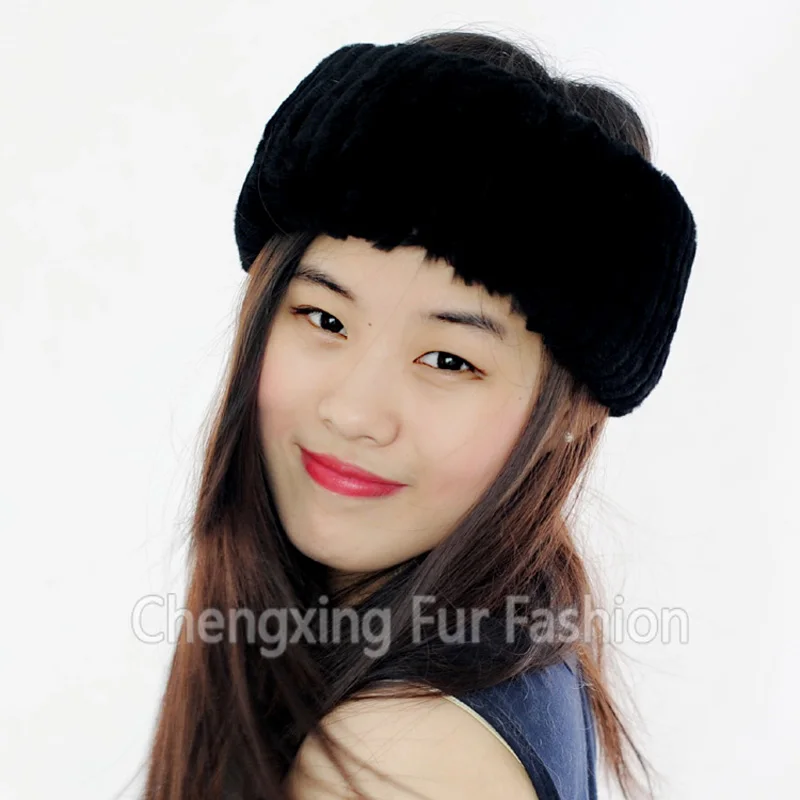 

Free Shipping CX-E-38B Genuine Real Rex Rabbit Fur Fashion Knitted Elastic Headband