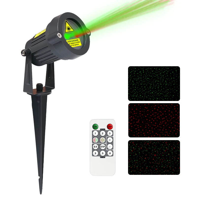 Huepar Christmas Laser Light Garden Projector Static Red Green Stars Indoor & Outdoor Decoration Lights Holiday Party Landscape