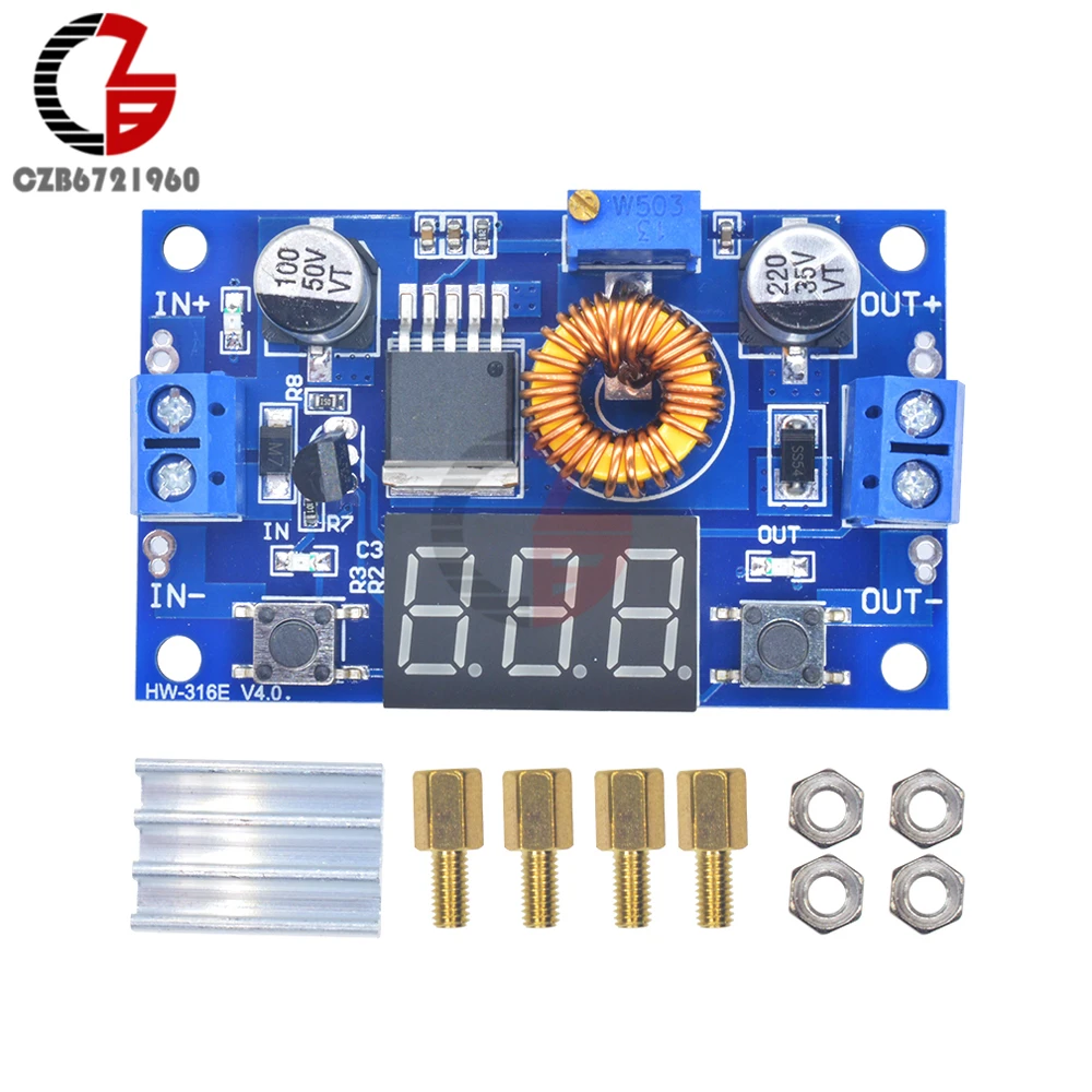 75W 5A Step Down Voltage Regulator Adjustable DC-DC Buck Converter Power Transformer Supply 12V 24V with LED Digital Voltmeter