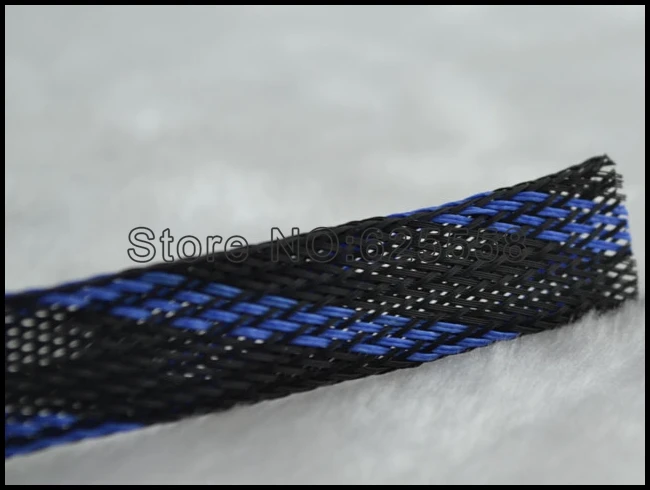 5M 16MM Nylon Hülse Schwarz & blau Nylon Mesh Geflechtschläuche
