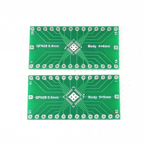 Adaptador DIP QFN28 de 5 piezas, convertidor de placa PCB IC de 0,4mm, 0,5mm a 2,54mm