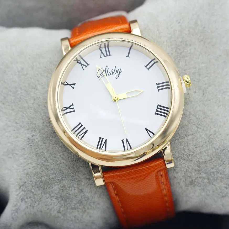 Shsby bright Leather Strap Watches Rose Gold Women Dress Watch roman girl Casual wristwatch Lady Rhinestone Quartz Watch