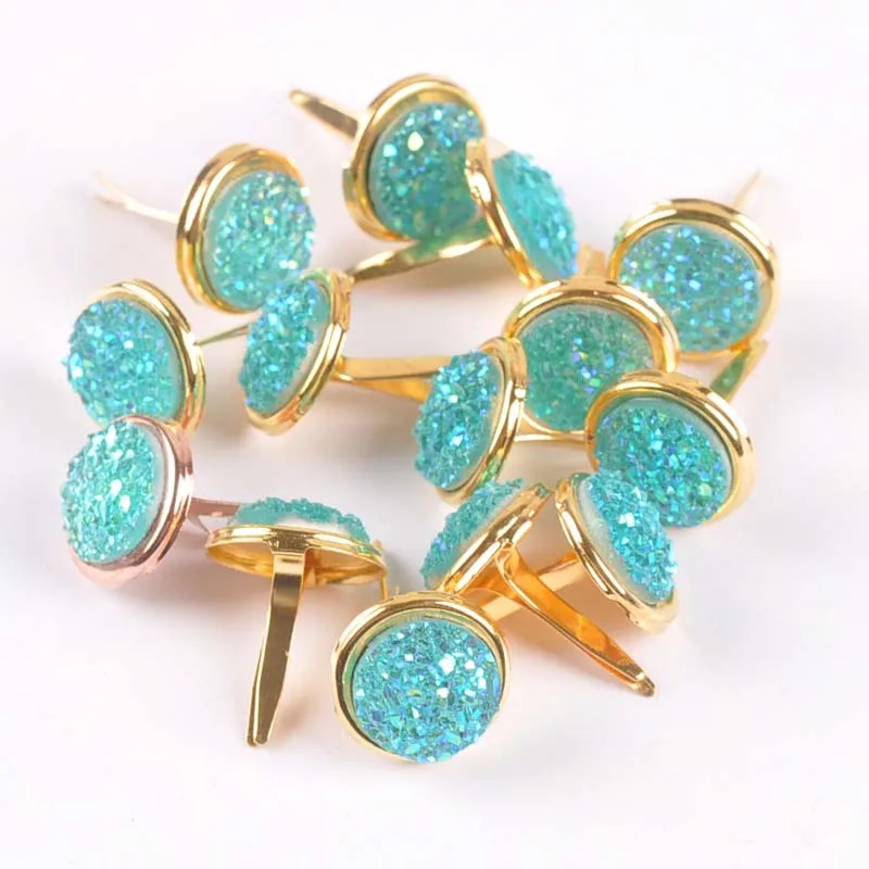 15PCs mix Pattern golden Diy Brads Scrapbooking Embellishment Fastener Brad Metal Crafts Decoration 13x13mm cp2262